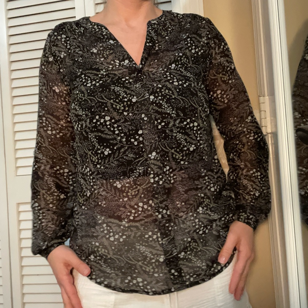 Elegant Black Sheer Women's Top from Ann Taylor LOFT